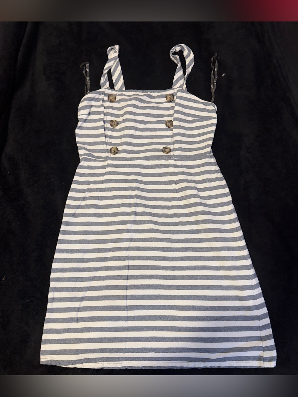 Striped Button Front Sundress in gray  and White